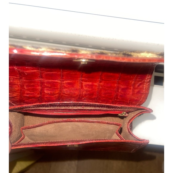 NWOT Beautiful Red Top Handle Bag w/ animal hide -PERFECT CONDITION & Never Worn - Picture 5 of 5